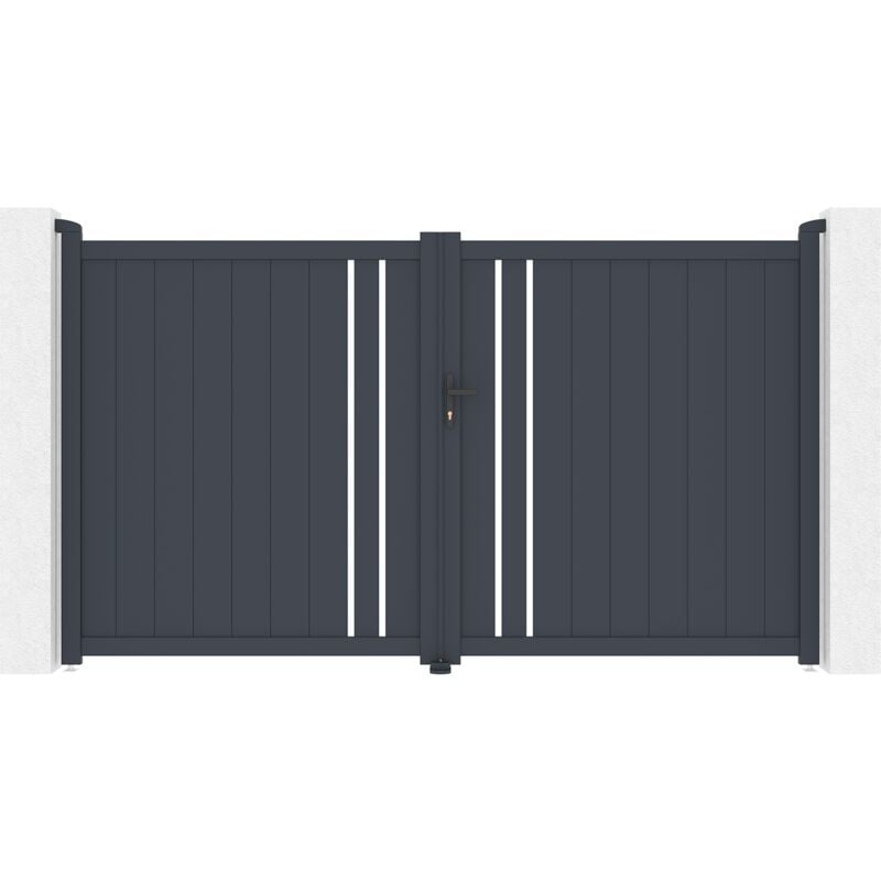 Portail battant 3m giona H.180 aluminium gris