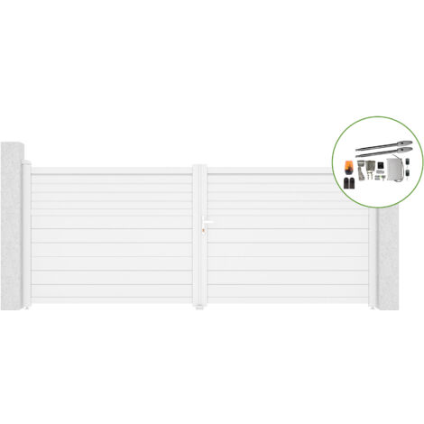Portail battant 4m CARPATIA H.160cm alu blanc + motorisation TANKER B250