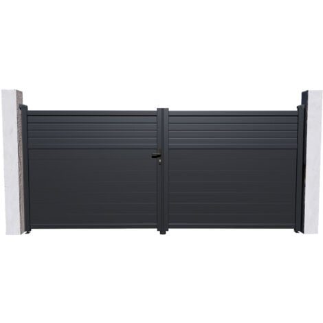Portail battant 4m CARPATIA H.160cm aluminium gris