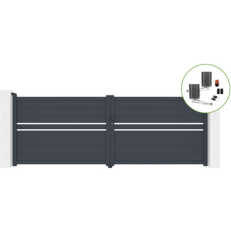 Portail battant 4m CIMONE H.140cm alu + motorisation BUNKER B500