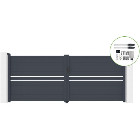 Portail battant 4m CIMONE H.160cm alu + motorisation HICKER B200