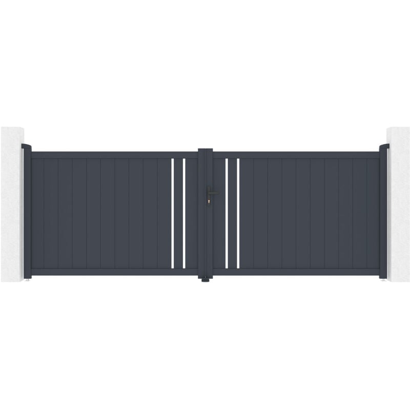 Portail battant 4m giona H.140 aluminium gris