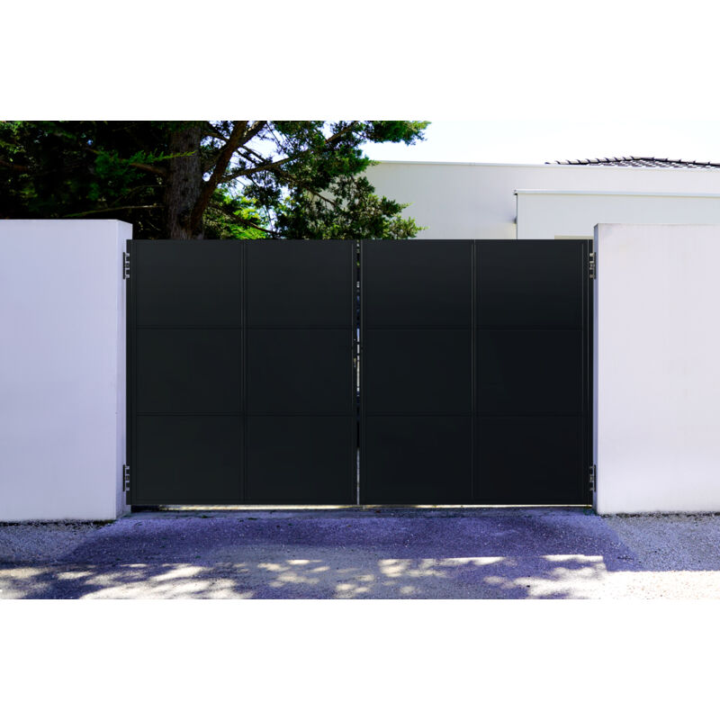 Portail battant acier 3,5m nali H.200cm noir mat