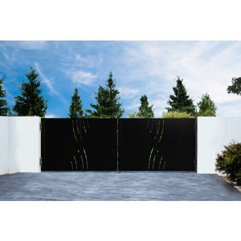 CASANOOV Portail battant acier 3,5m NALI VELETA H.120cm noir mat