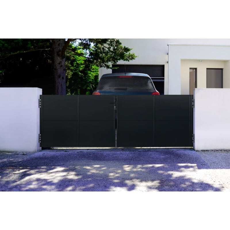 Portail battant acier 3,5m Noir mat nali H.120cm