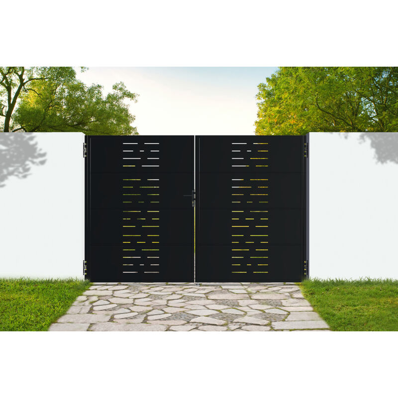 Portail battant acier 3m nali arlberg H.200cm noir mat