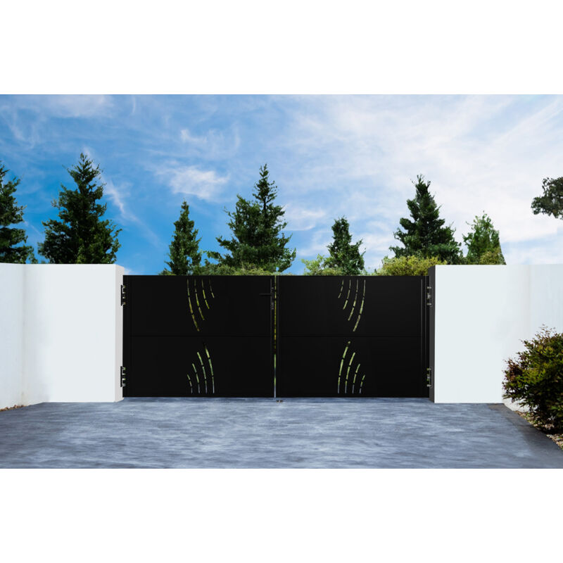 Portail battant acier 3m nali veleta H.120cm noir mat