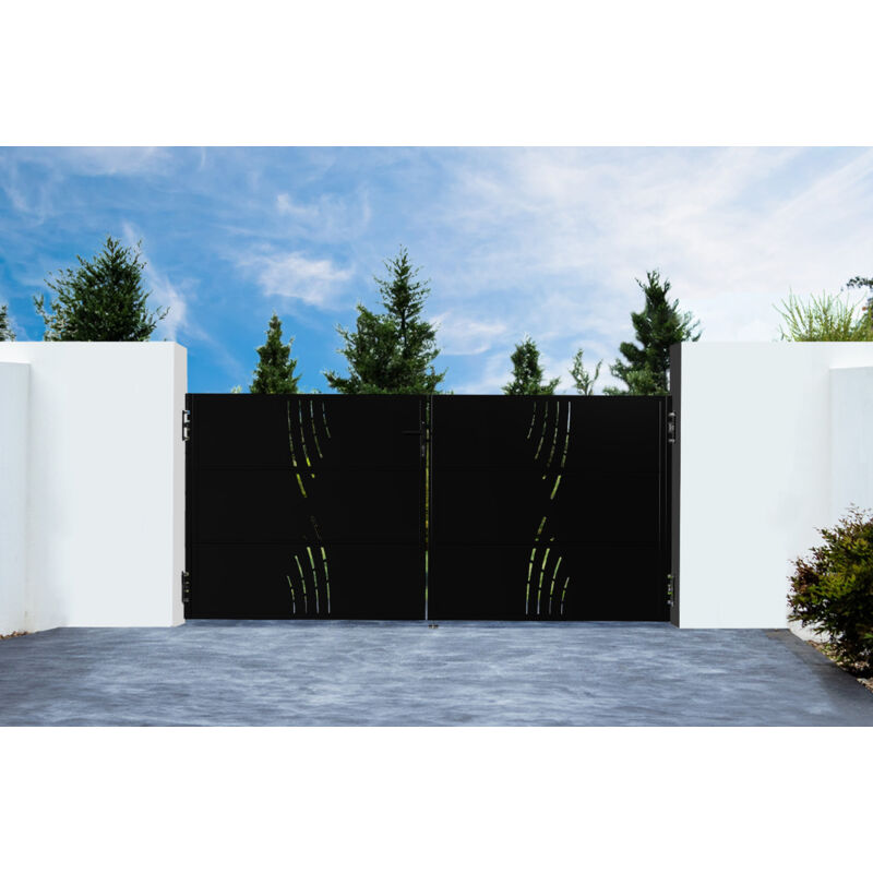 Portail battant acier 3m NALI VELETA H.140cm noir mat
