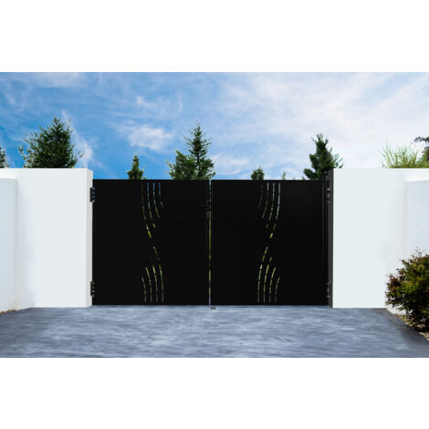 Portail battant acier 3m NALI VELETA H.160cm noir mat