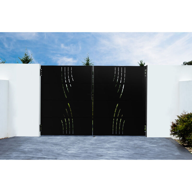 Portail battant acier 3m nali veleta H.200cm noir mat