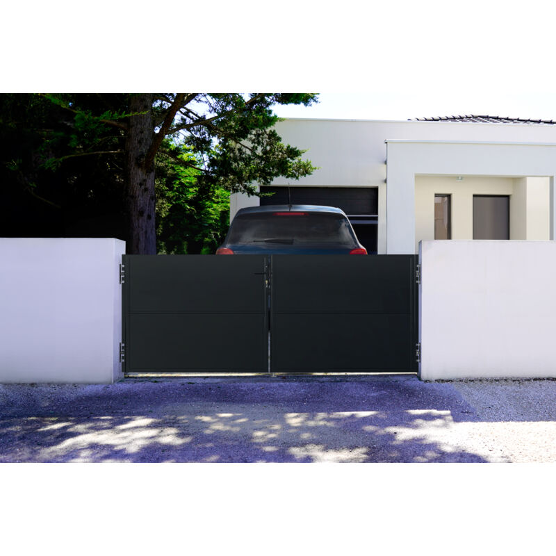 Portail battant acier nali 300 x 120cm Noir Mat