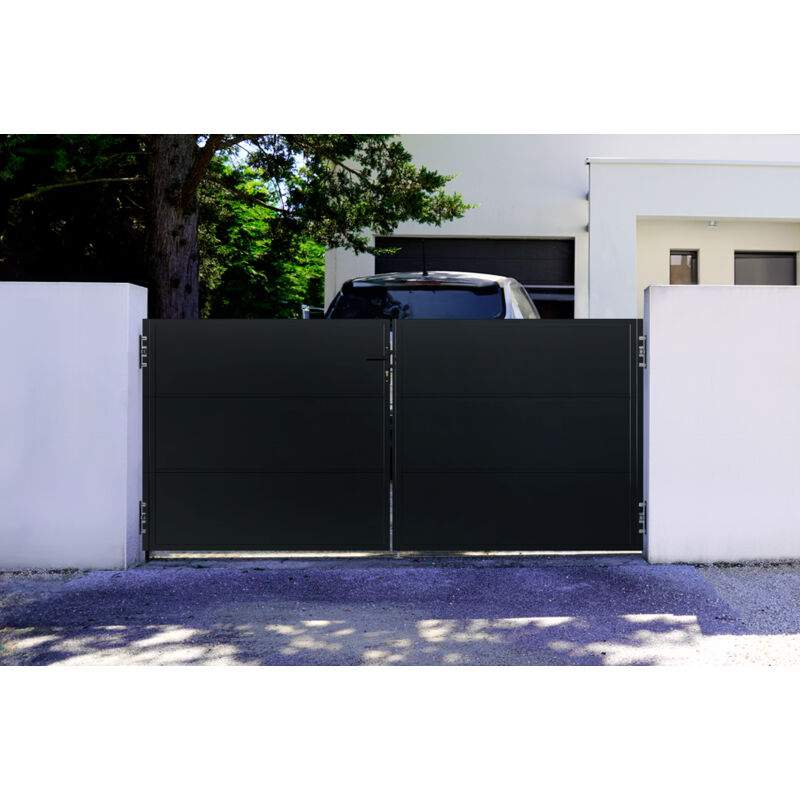 Portail battant acier nali 300 x 140cm Noir Mat