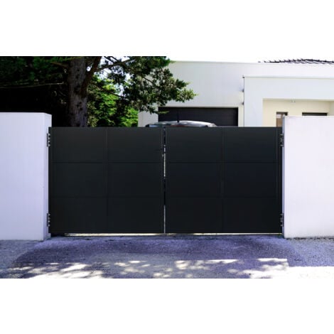 Portail battant acier  NALI 350 x 160cm  Noir Mat