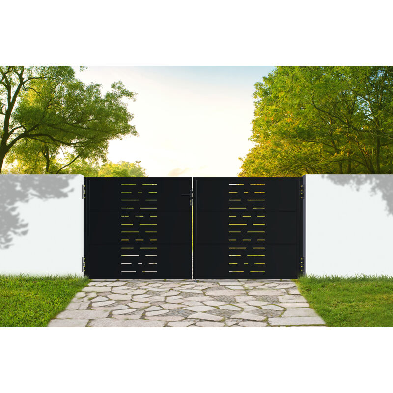 Portail battant acier 3m NALI ARLBERG H.140cm noir mat