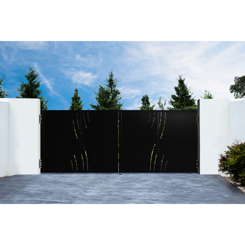 Portail battant acier 3,5m nali veleta H.140cm noir mat