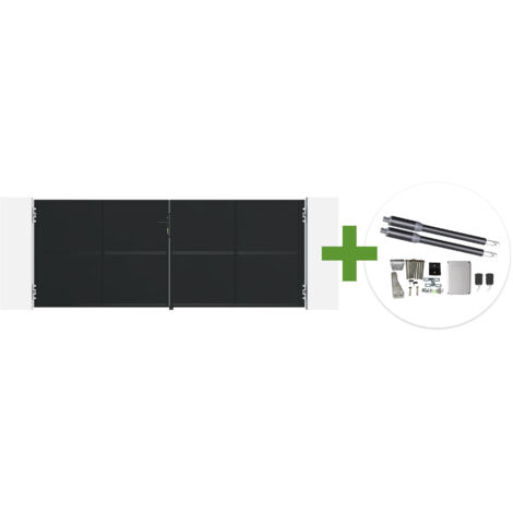 Portail battant acier noir mat 3,5m NALI H.140cm + moteur Ranger B150