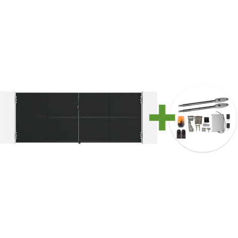Portail battant acier noir mat 3,5m NALI H.140cm + moteur Tanker B250