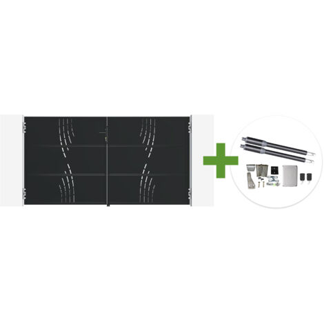 Portail battant acier noir mat 3m NALI VELETA H.160cm + moteur Ranger B150