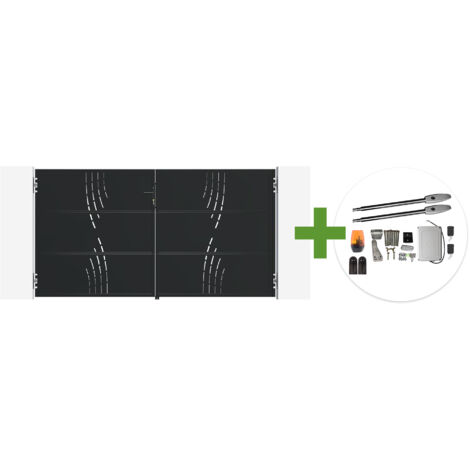 Portail battant acier noir mat 3m NALI VELETA H.160cm + moteur Tanker B250