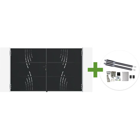 Portail battant acier noir mat 3m NALI VELETA H.180cm + moteur Ranger B150