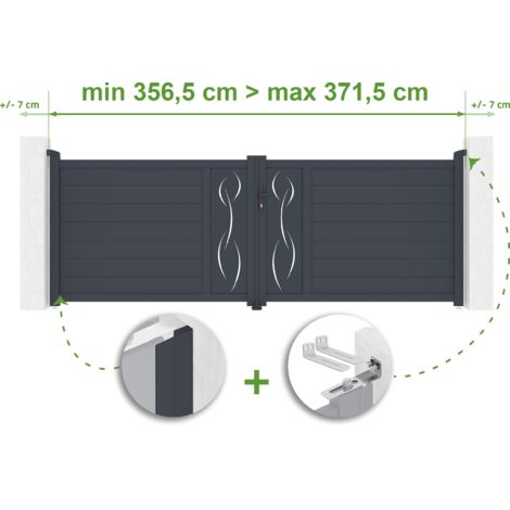 Portail battant ajustable en largeur LIFE 3,5m H.120cm Aluminium Gris Anthracite