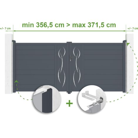 Portail battant ajustable en largeur LIFE 3,5m H.160cm Aluminium Gris Anthracite