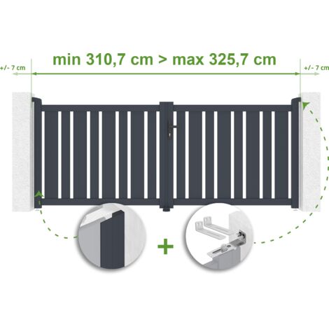 Portail battant ajustable en largeur VEYMONT 3m H.120cm Aluminium Gris Anthracite
