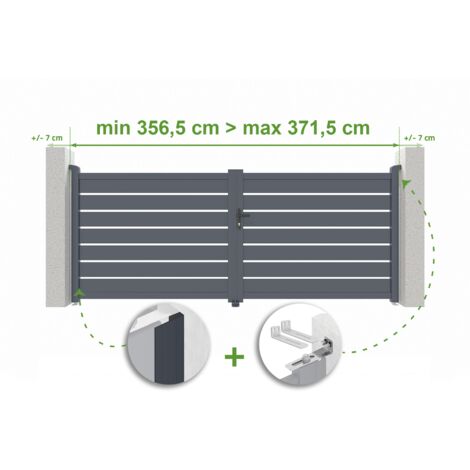 Portail battant ajustable en largeur VOGEL 3,5m H.140cm Aluminium Gris Anthracite