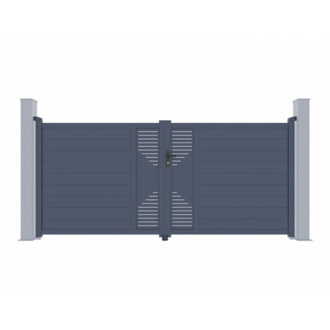 Portail Battant Alu 392x158cm Fancy Time Anthracite