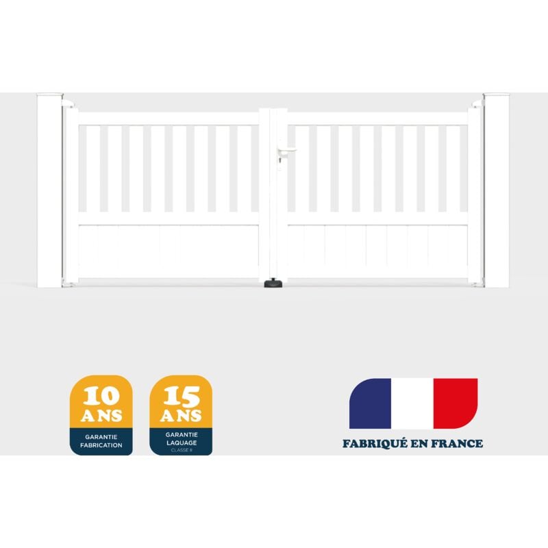 Portail battant prêt à poser duny Blanc 9016 L306 cm x 120cm en aluminium belty