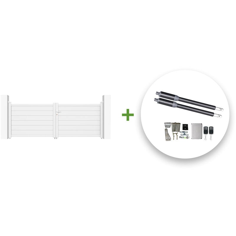 Portail battant électrique EIGER 300x115cm blanc + Motorisation RANGER B150