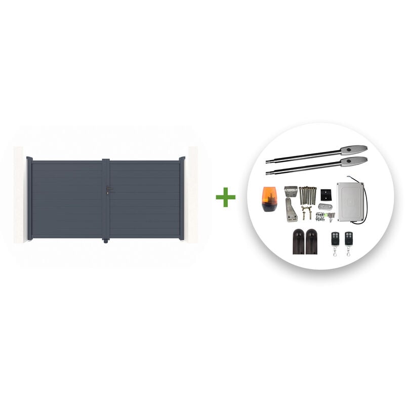 Casanoov - Portail battant électrique eiger 300x180cm gris + Motorisation tanker B250