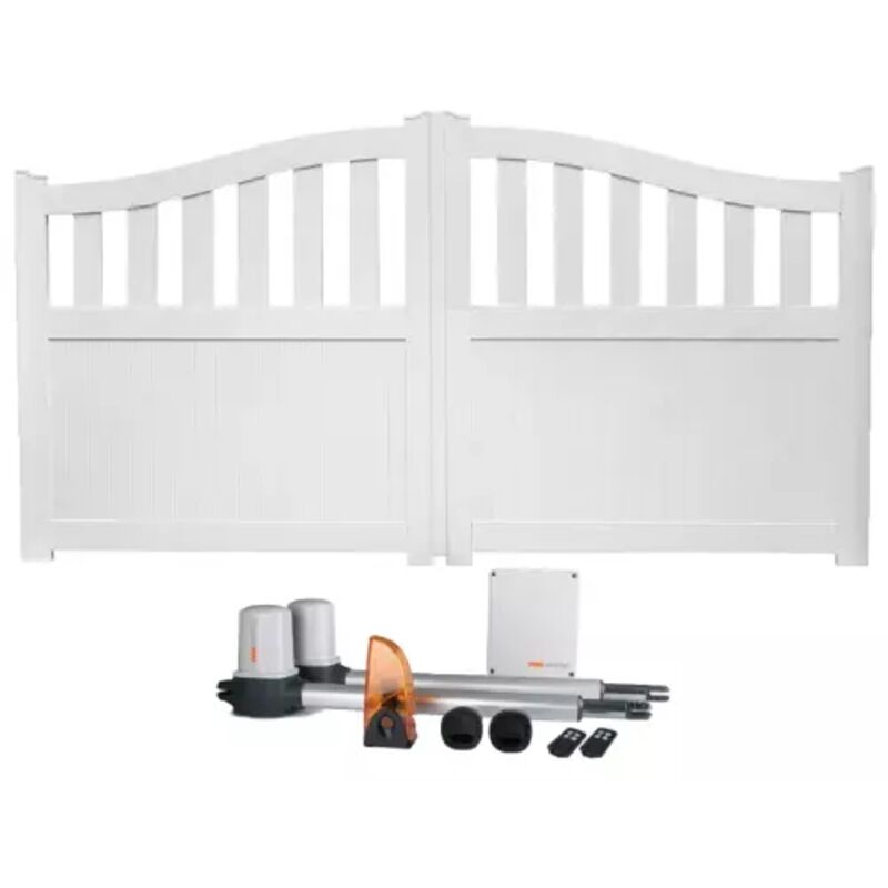 Gefradis - Portail battant électrique pvc blanc H180 x L250 hambourg galbé
