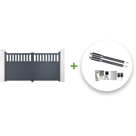 Portail battant électrique SANTIS 300x160cm GRIS + Motorisation RANGER B150