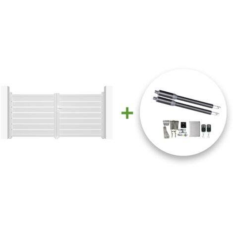 Portail battant électrique VOGEL 300x140cm blanc + Motorisation RANGER B150