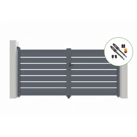 Portail battant électrique VOGEL 300x140cm gris + Motorisation TANKER B700