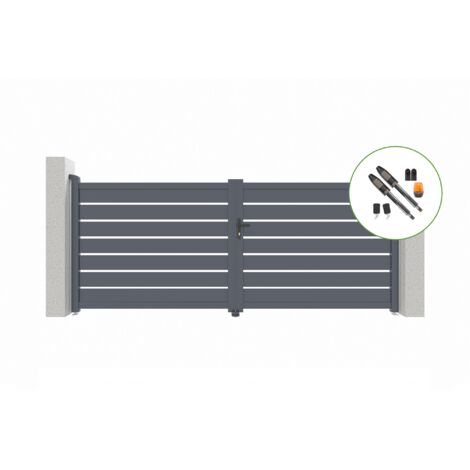 Portail battant électrique VOGEL 350x140cm gris + Motorisation TANKER B700