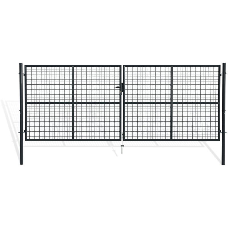 Portail battant grillagé olga 400x150cm gris