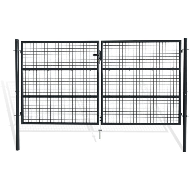 Portail battant grillagé olga 300x150cm gris
