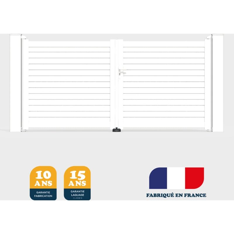 Portail battant prêt à poser azyr Blanc 9016 L306 cm x 139cm en aluminium belty