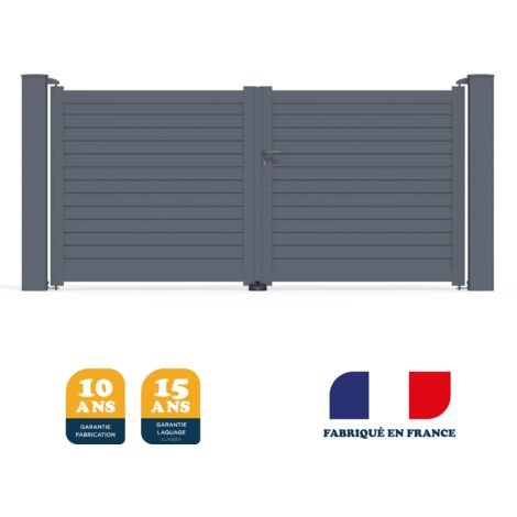 Portail battant prêt à poser AZYR Gris 7016 L306 cm X 139cm en aluminium BELTY