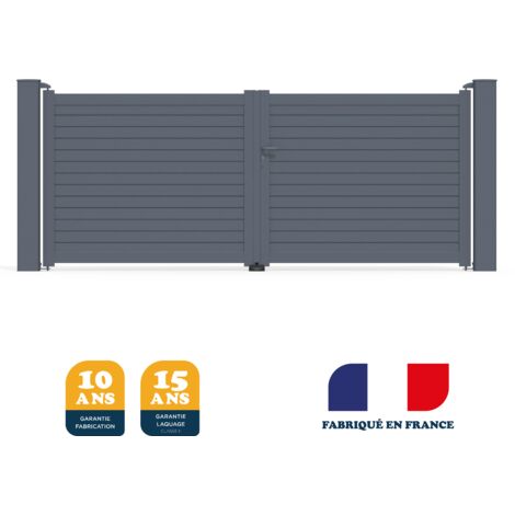 Portail battant prêt à poser AZYR Gris 7016 L356 cm X 139cm en aluminium BELTY