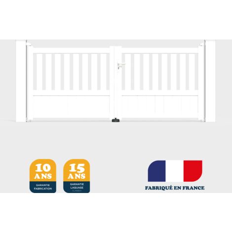 Portail battant prêt à poser DUNY Blanc 9016 L306 cm X 120cm en aluminium BELTY
