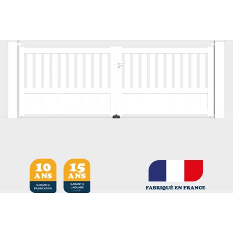 Portail battant prêt à poser DUNY Blanc 9016 L356 cm X 120cm en aluminium BELTY
