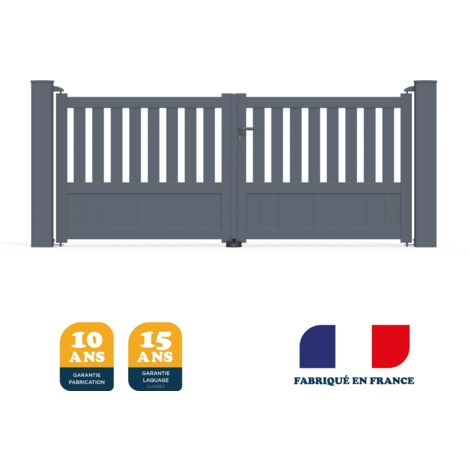 Portail battant prêt à poser DUNY Gris 7016 L306 cm X 120cm en aluminium BELTY
