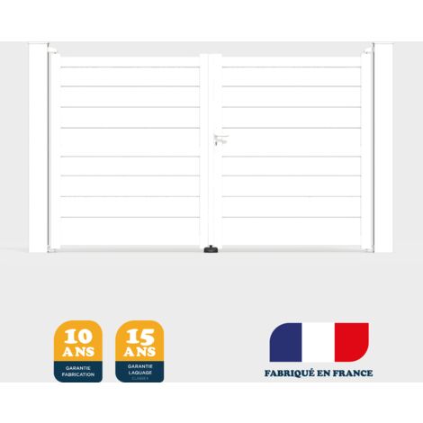 Portail battant prêt à poser ILY Blanc 9016 L306 cm X 177cm en aluminium BELTY