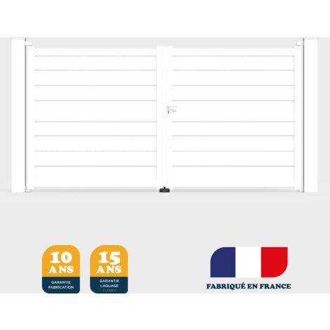 Portail battant prêt à poser ILY Blanc 9016 L356 cm X 177cm en aluminium BELTY