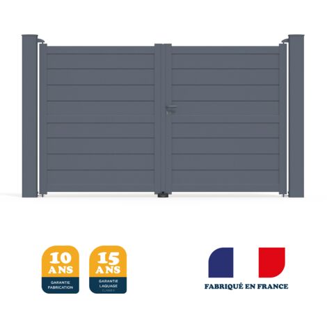 Portail battant prêt à poser ILY Gris 7016 L306 cm X 177cm en aluminium BELTY