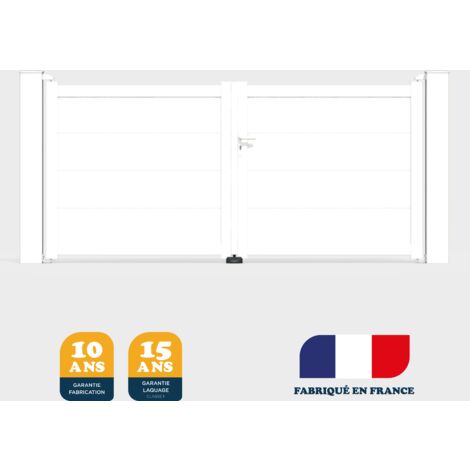 Portail battant prêt à poser MARYN Blanc 9016 L306 cm X 135cm en aluminium BELTY