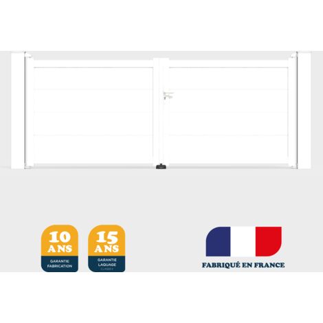 Portail battant prêt à poser MARYN Blanc 9016 L356 cm X 135cm en aluminium BELTY